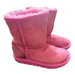UGG Kids' Classic II Glitz Boots Pink Suede Glitter Size 11 Toddler
